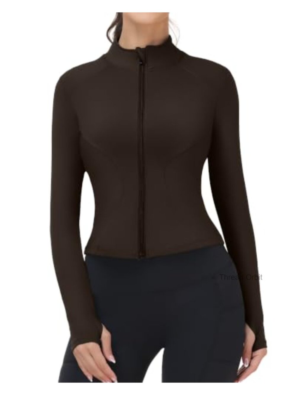Runhit Women's Full Zip Athletic Jacket with Thumb Holes Waist Length